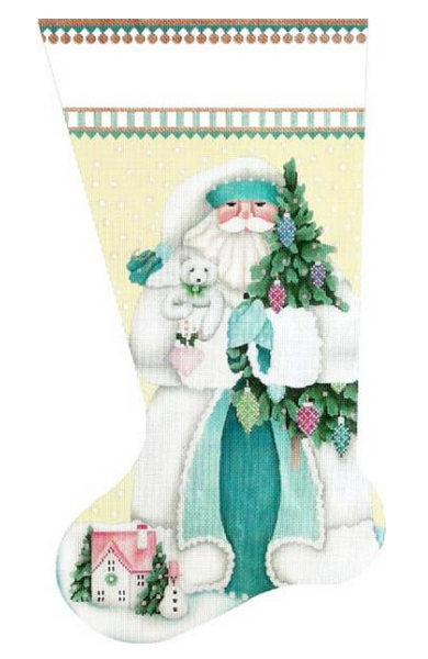 NeedlepointUS: Santa Skiing Needlepoint Stocking Canvas, Large Stockings,  AXS269